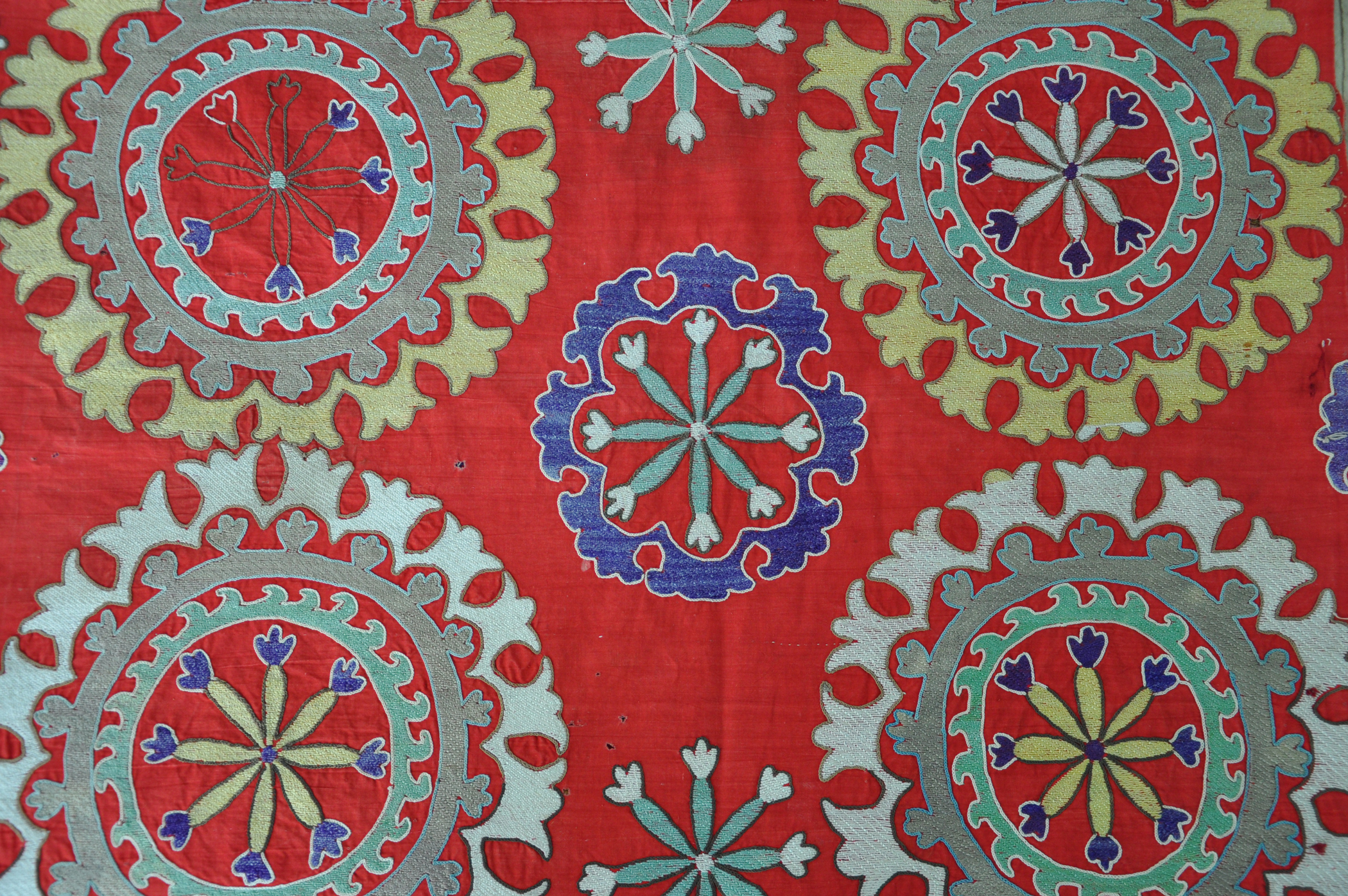 Red Embroidered Suzani Embroidered Quilt